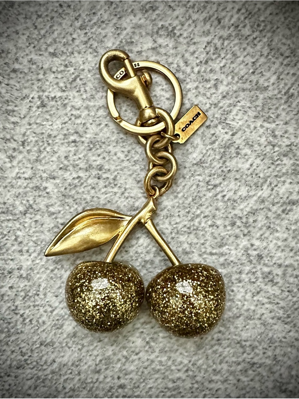 Coach Gold Glitter Cherry Bag Charm